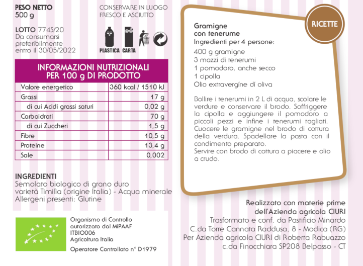 Pasta di Timilia Gramigna - da 500 g
