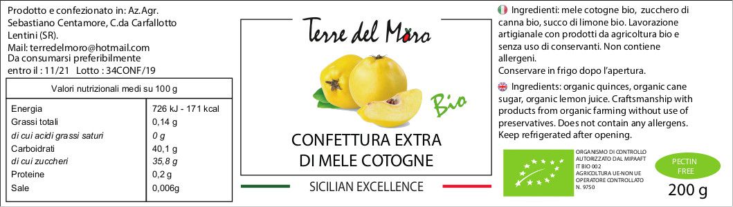 Confettura di mele cotogne vaso da 200 g