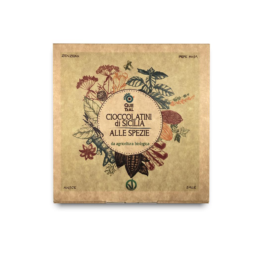 Petits chocolats épicés (sel, poivre rose, anis, gingembre) cacao 70% BIO - 180 g