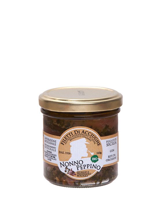 Filetti di acciughe all olio EVO Bio con aglio e prezzemolo - 160g